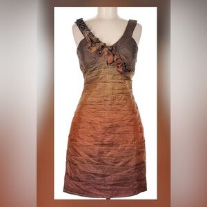 BCBGMaxAzria Brown Ombre Ruffled Mini Dress NWT SIZE 8
